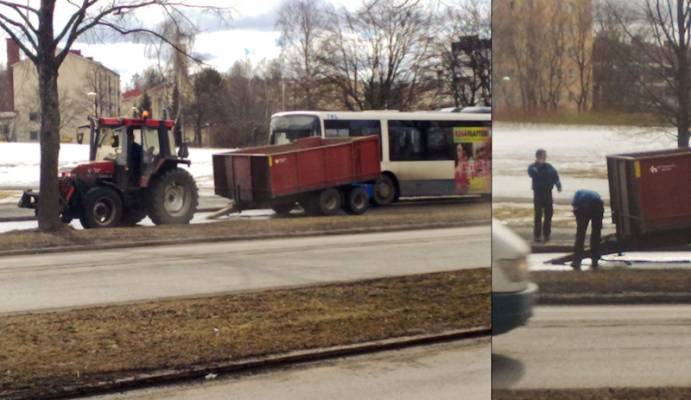 Haaveri Tampereella
"No moro, tääl ois tällane tapaus et.."

Pudottivat pojat kärryn vauhdissa kyydistä..kolahti viel komiasti jarruttavan casen perään :D
Avainsanat: case tampere